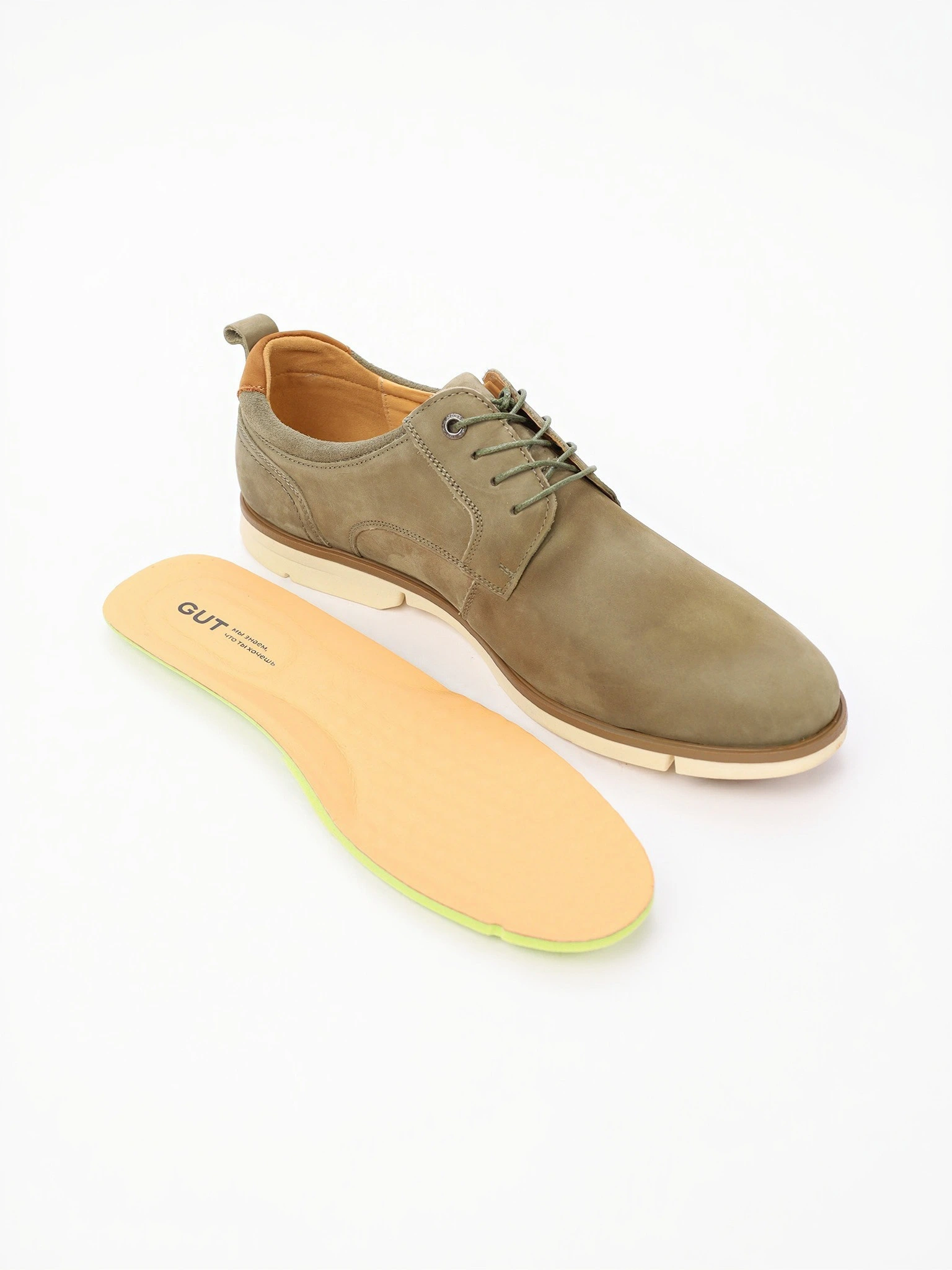 Туфли-дерби зеленого цвета со шнуровкой